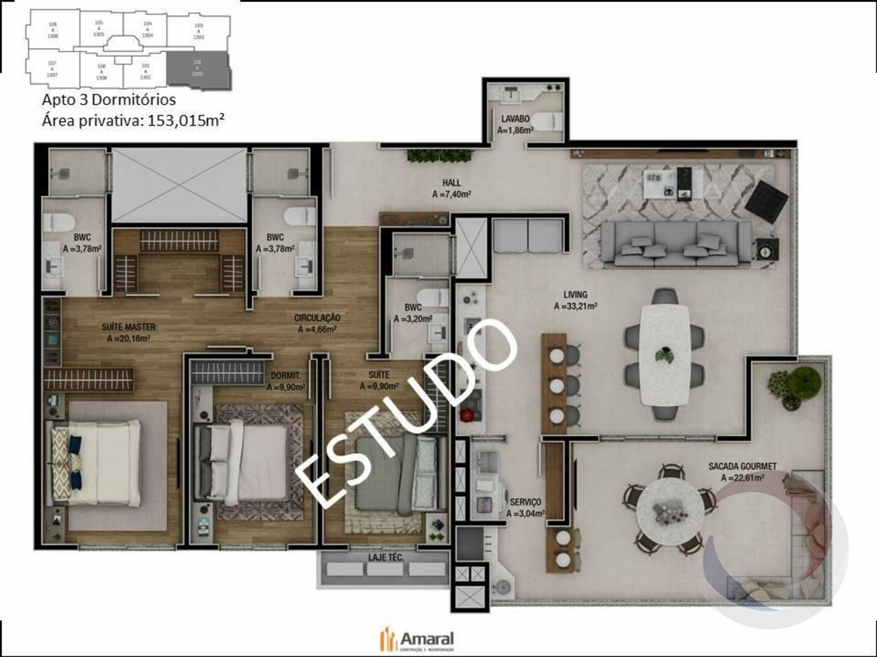 Apartamento com 3 quartos client, 171m² em Barreiros, São José, SC