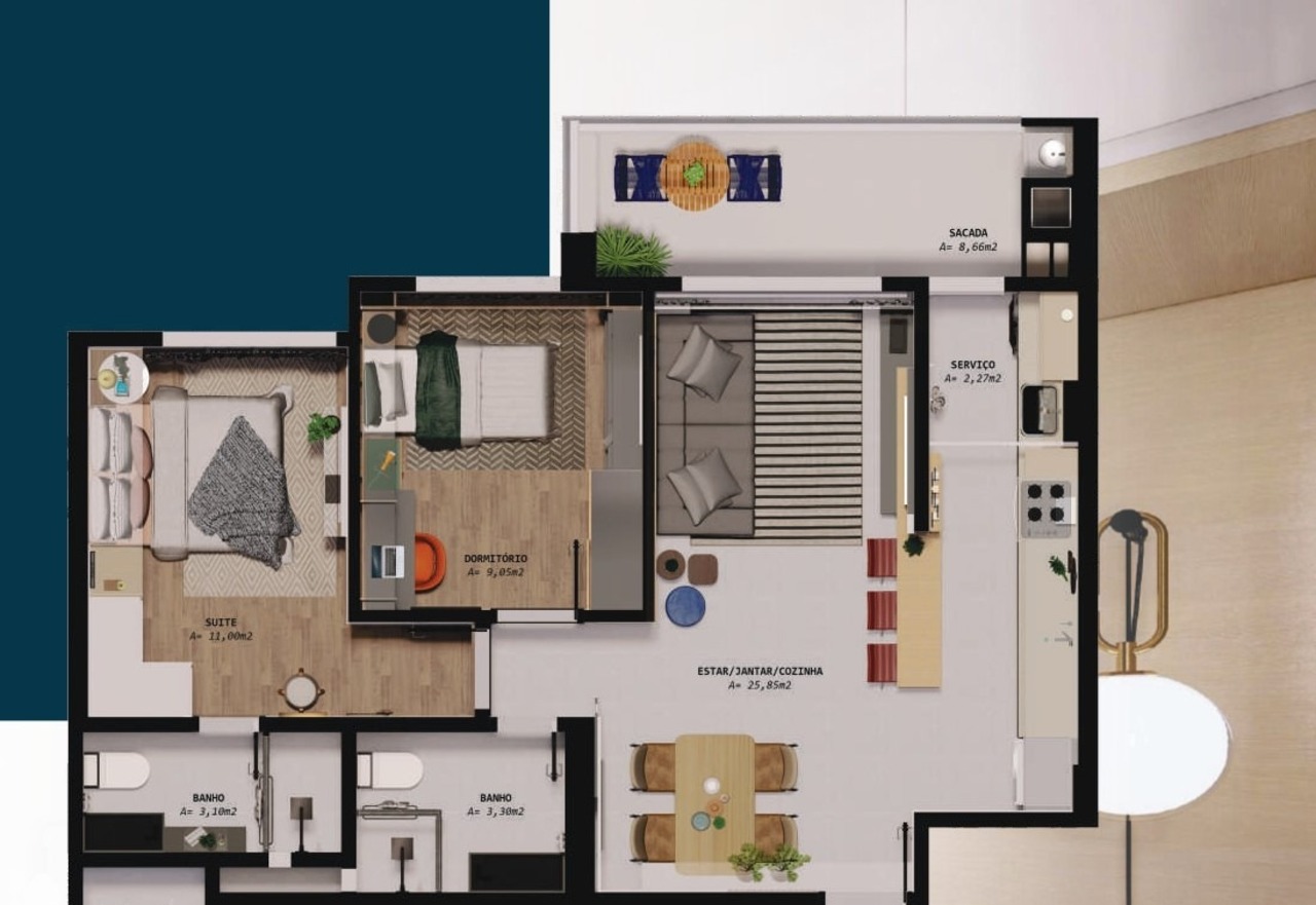 Apartamento com 2 quartos à venda, 63m² em Rua Antônio Francisco Bastos, Barreiros, São José, SC
